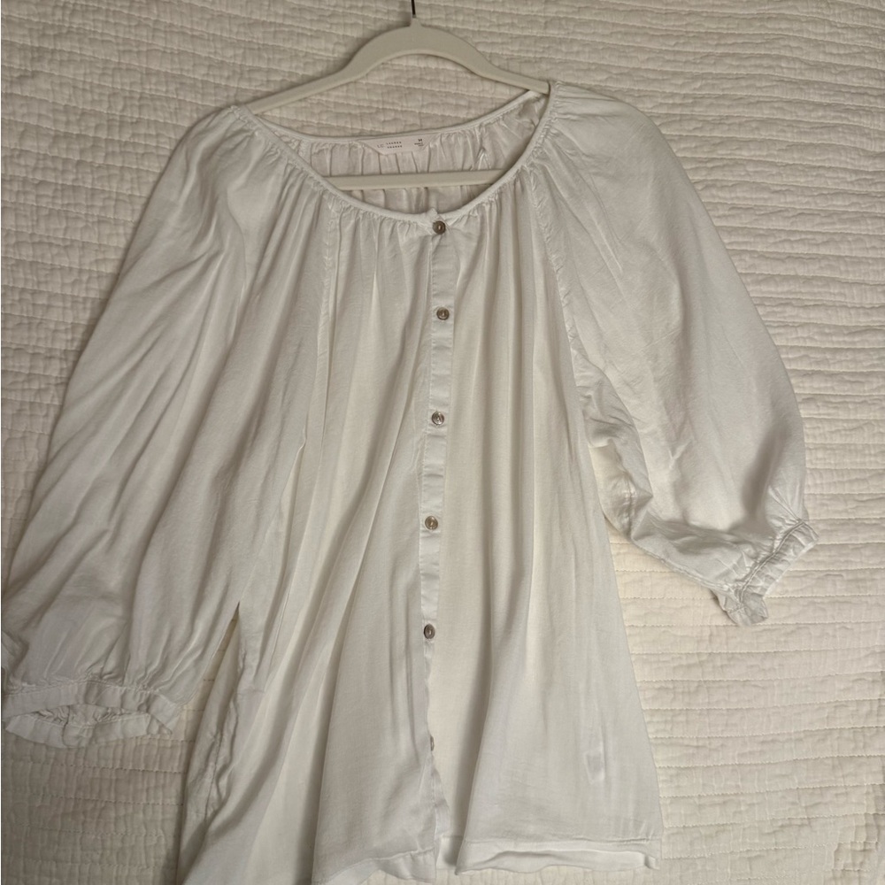 LC Lauren Conrad Cream Button-Up Blouse